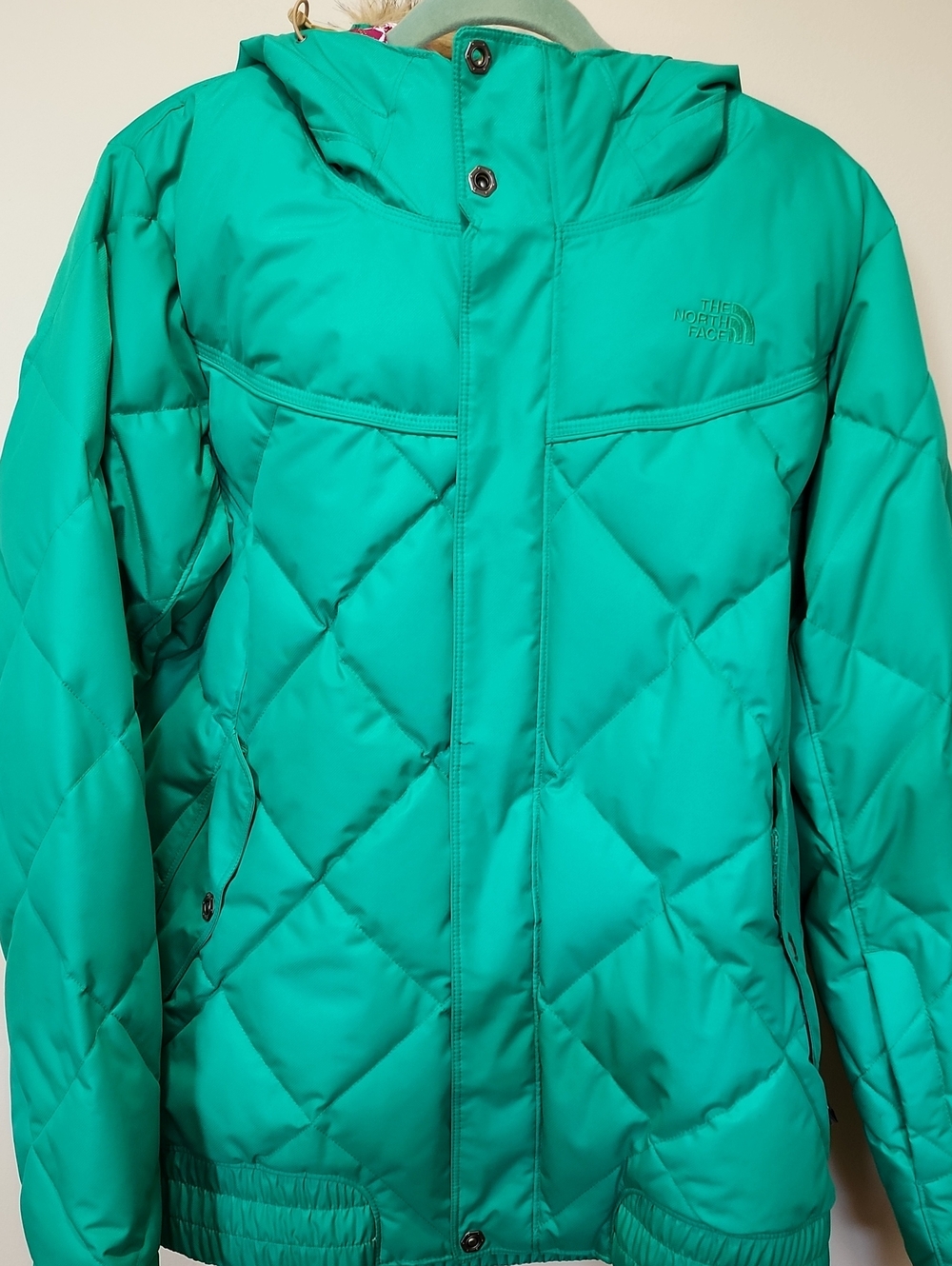 The North Face Womens 550 Down Teal-Green Puffer Jacket Size XL Preowned